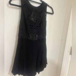 flowy romper with lace top